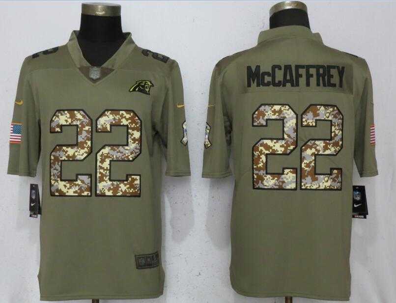 Nike Panthers 22 Christian McCaffrey Olive Camo Salute To Service Limited Jersey,We sell and wholesale Nike Panthers 22 Christian McCaffrey Olive Camo Salute To Service Limited Jersey on line form chian!